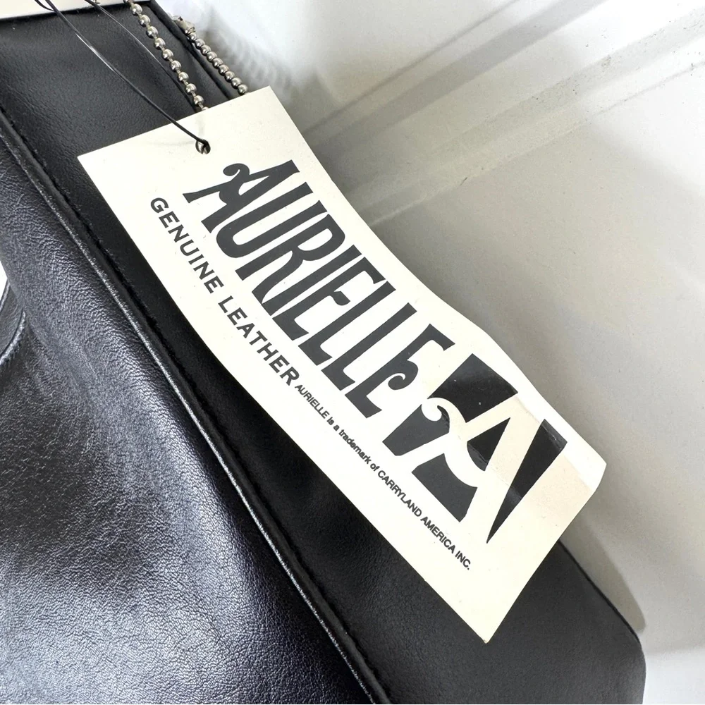 AURIELLE Leather Hobo Shoulder Bag Purse NEW Black With Coin Card Wallet - Picture 8 of 10